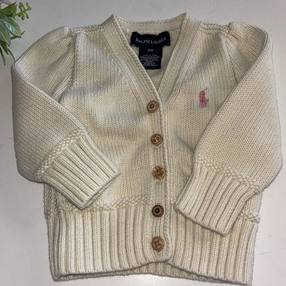 Ralph Lauren Cream Cableknit Cardigan 9M Baby Girl Ralph Lauren Cream Cardigan
